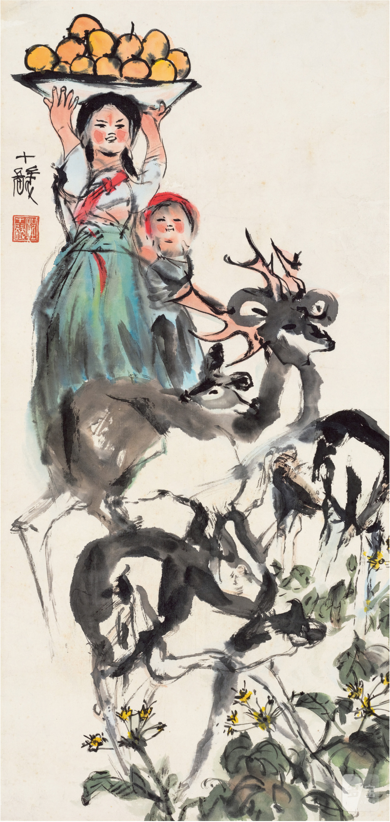 程十发（1921～2007）福禄双至
